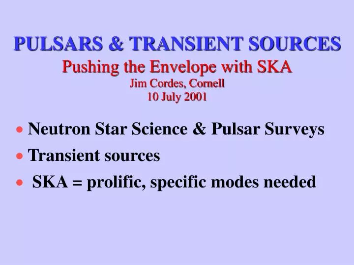 pulsars transient sources