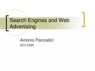 Search Engines and Web Advertising