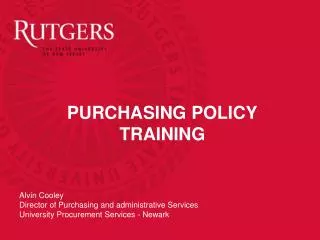 PURCHASING POLICY TRAINING