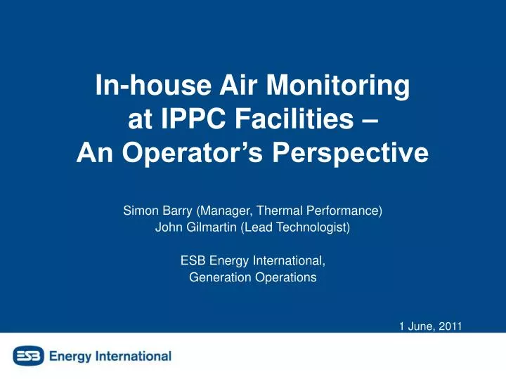 in house air monitoring at ippc facilities an operator s perspective