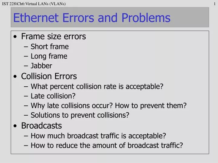 ethernet errors and problems