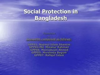 Social Protection in Bangladesh