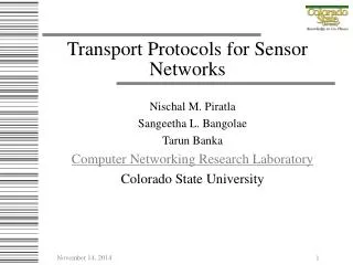 Transport Protocols for Sensor Networks