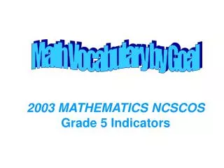 2003 MATHEMATICS NCSCOS Grade 5 Indicators