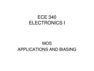 ECE 340 ELECTRONICS I