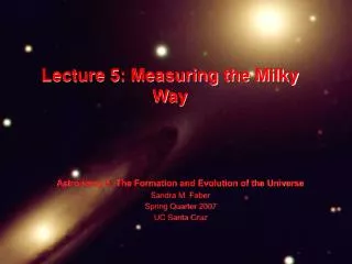 Lecture 5: Measuring the Milky Way