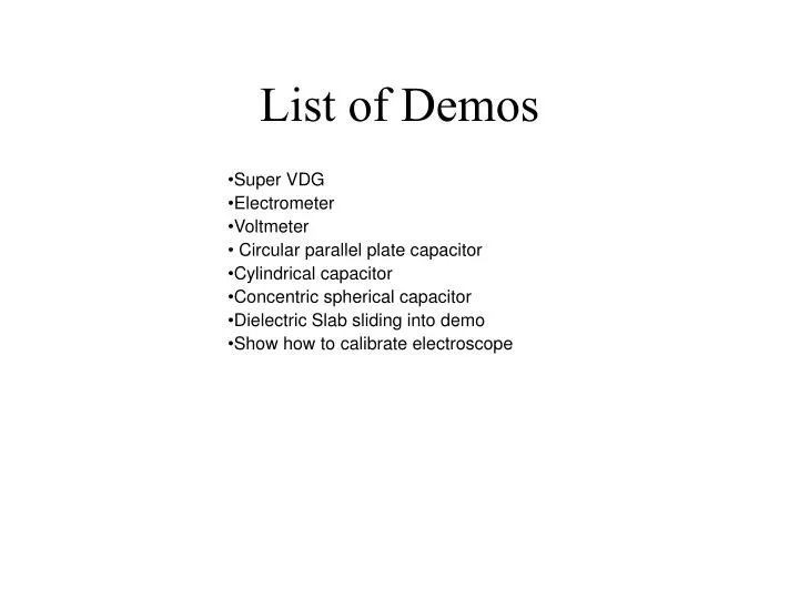 list of demos