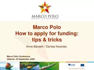 Marco Polo How to apply for funding: tips &amp; tricks