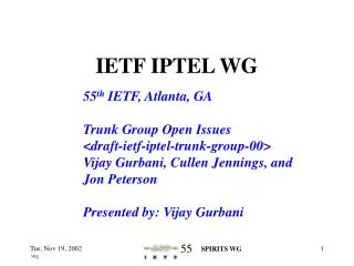 IETF IPTEL WG