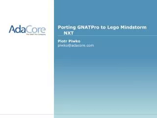 Porting GNATPro to Lego Mindstorm NXT