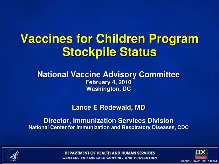 vaccines for children program stockpile status