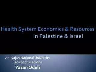 Health System Economics &amp; Resources In Palestine &amp; Israel