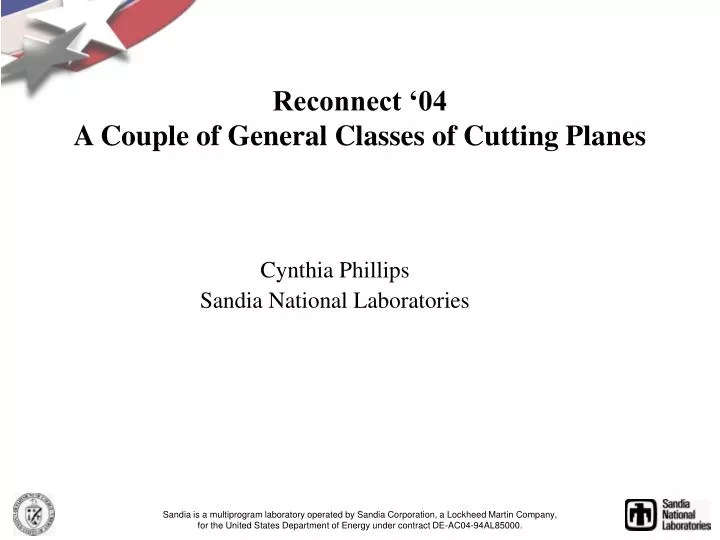 reconnect 04 a couple of general classes of cutting planes