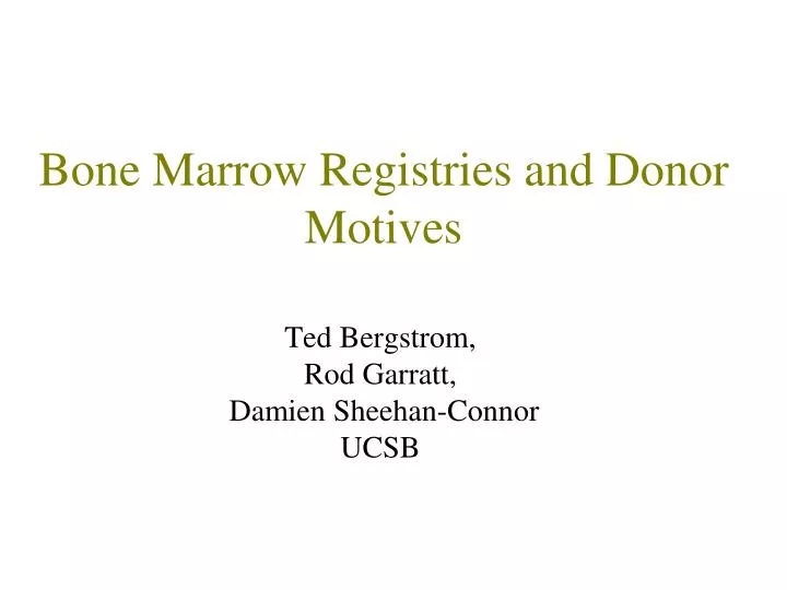 bone marrow registries and donor motives