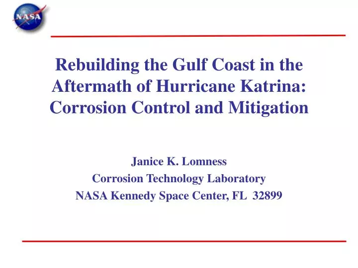 rebuilding the gulf coast in the aftermath of hurricane katrina corrosion control and mitigation
