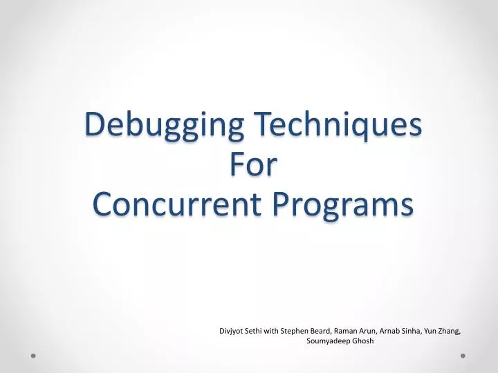 debugging techniques for concurrent programs