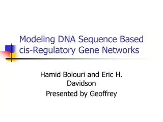 modeling dna sequence based cis regulatory gene networks