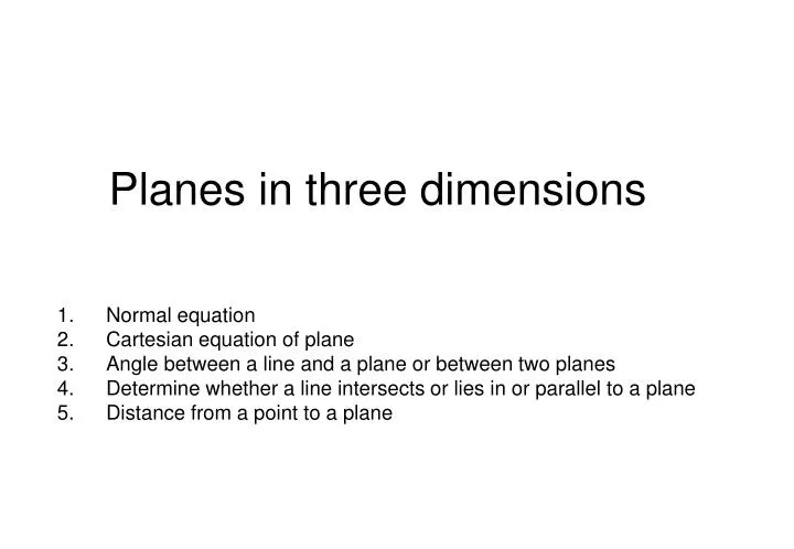 planes in three dimensions