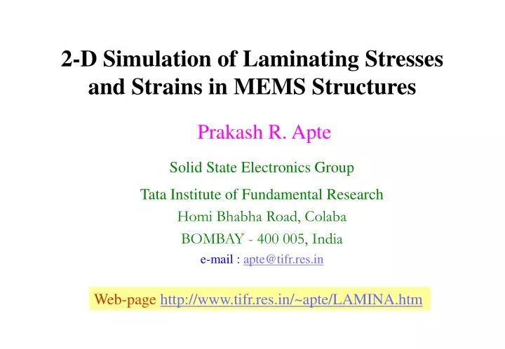 2 d simulation of laminating stresses and strains in mems structures