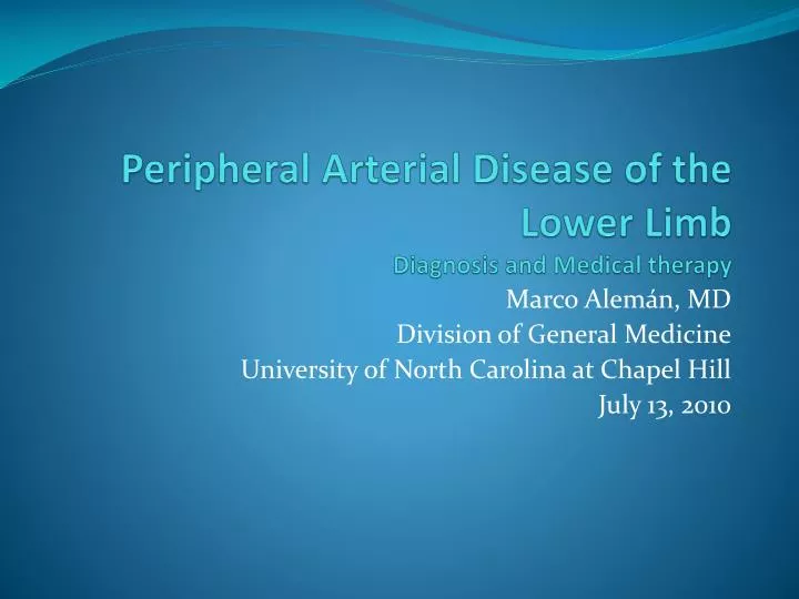 PPT - Peripheral Arterial Disease Of The Lower Limb Diagnosis And ...