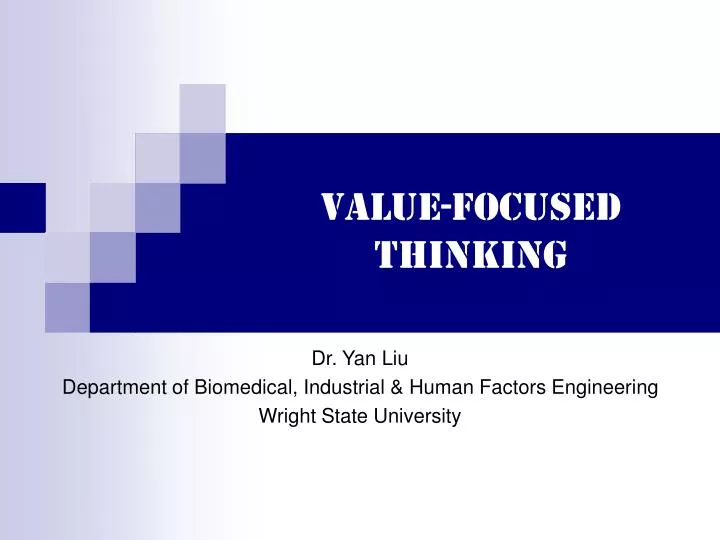 value focused thinking