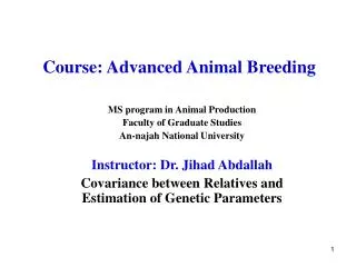 Course: Advanced Animal Breeding