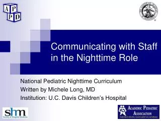 Communicating with Staff in the Nighttime Role