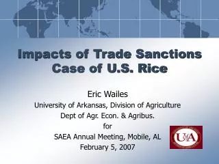 Impacts of Trade Sanctions Case of U.S. Rice