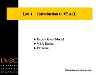 Lab 4 Introduction to VBA (I)