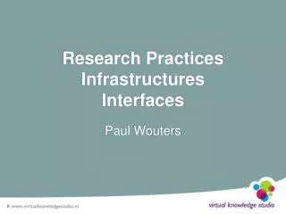 Research Practices Infrastructures Interfaces