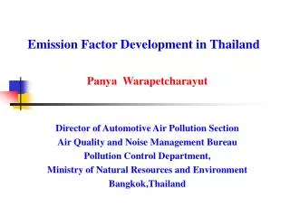 Emission Factor Development in Thailand