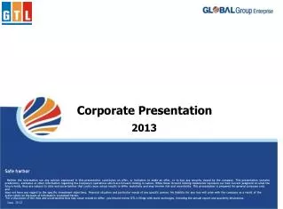 Corporate Presentation 2013
