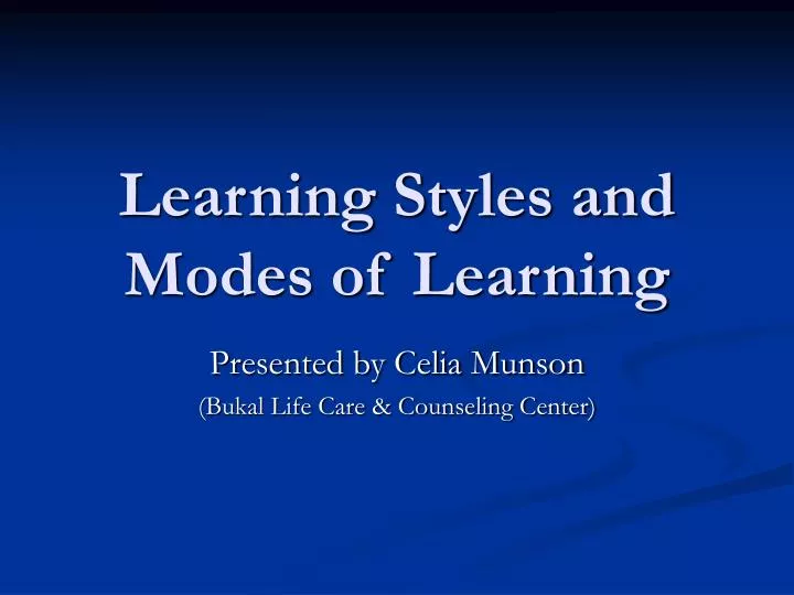 learning styles and modes of learning