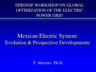 Mexican Electric System: Evolution &amp; Prospective Developments