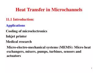 Heat Transfer in Microchannels