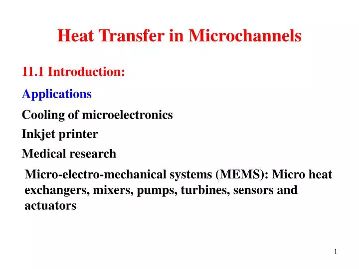 heat transfer in microchannels