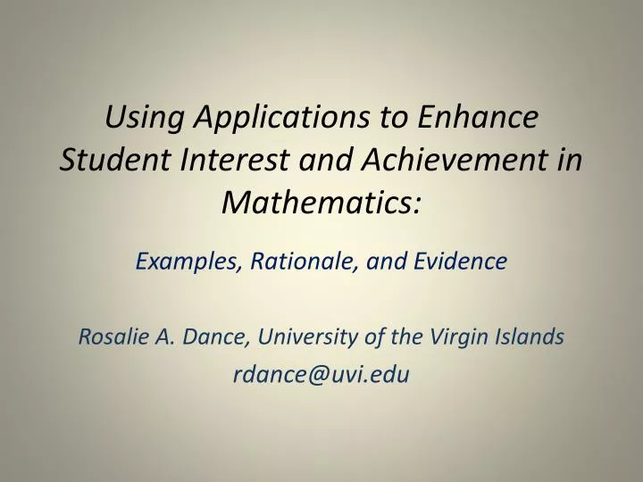 using applications to enhance student interest and achievement in mathematics
