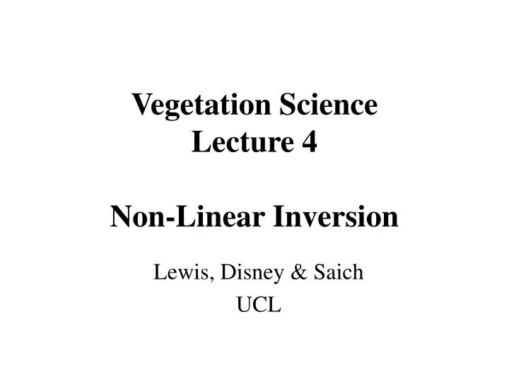 vegetation science lecture 4 non linear inversion