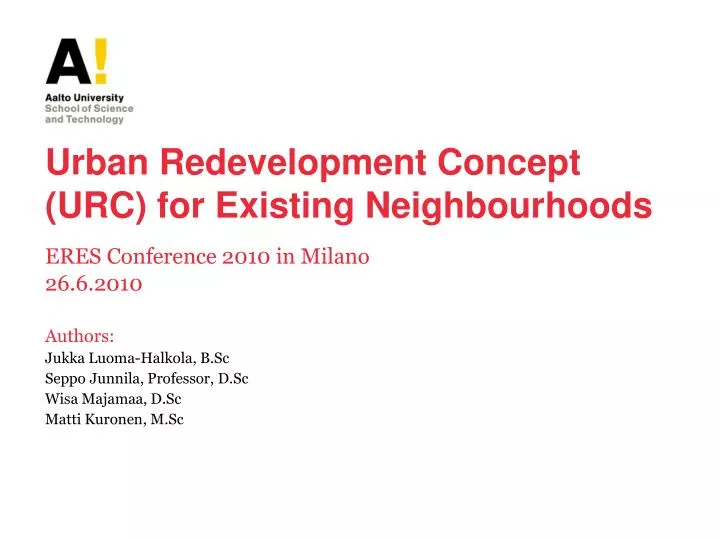 urban redevelopment concept urc for existing neighbourhoods