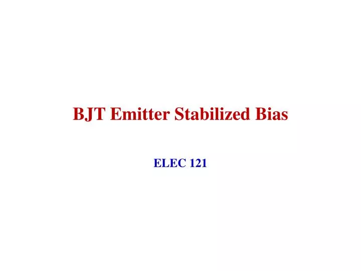 bjt emitter stabilized bias