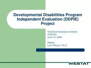 Developmental Disabilities Program Independent Evaluation (DDPIE) Project