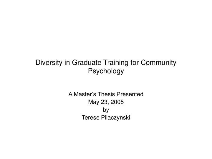 diversity in graduate training for community psychology