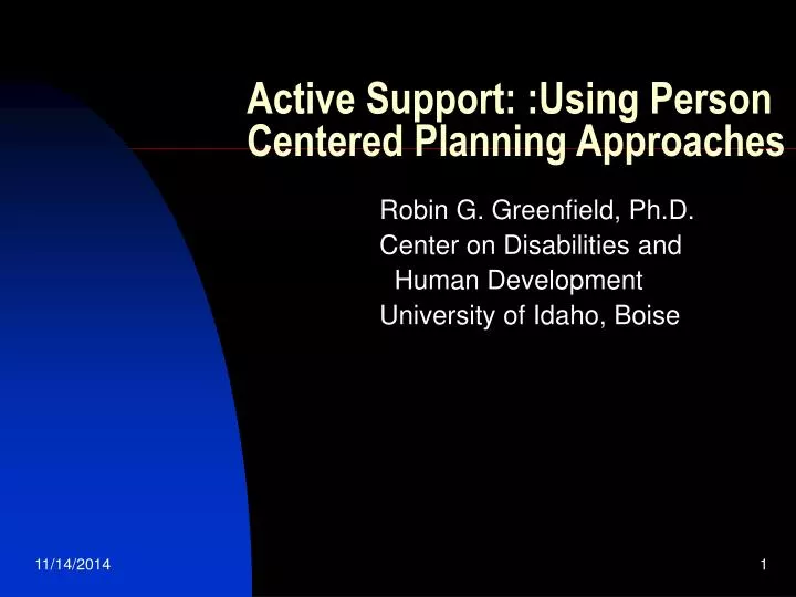 active support using person centered planning approaches