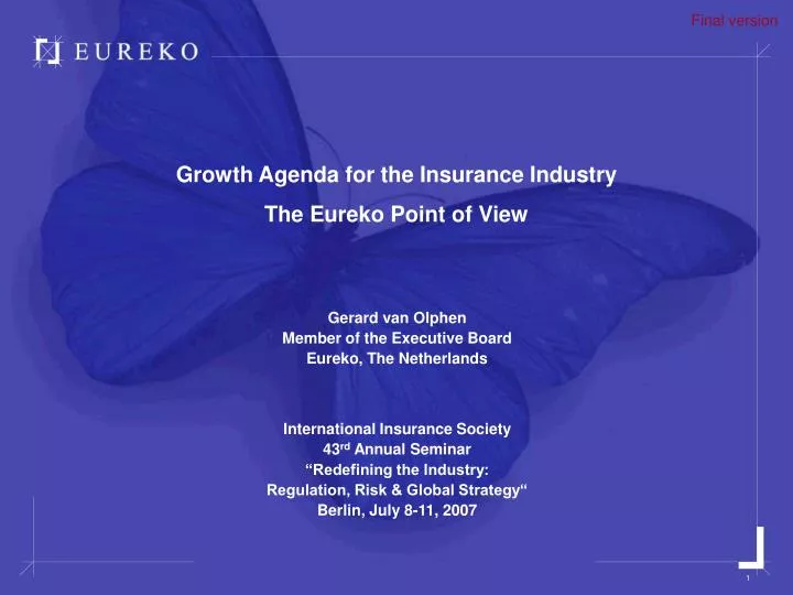 growth agenda for the insurance industry the eureko point of view