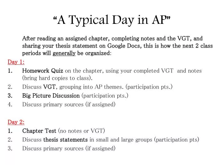 a typical day in ap