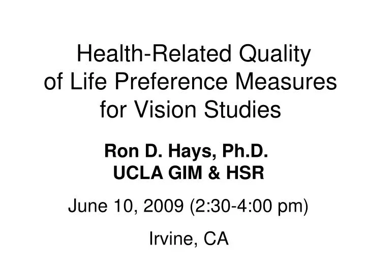 health related quality of life preference measures for vision studies