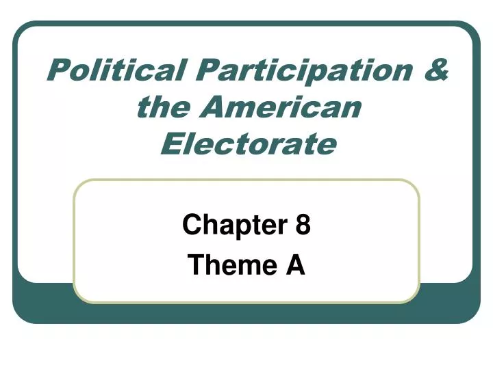 political participation the american electorate