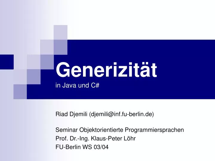 generizit t in java und c