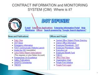 CONTRACT INFORMATION and MONITORIING SYSTEM (CIM) Where is it?