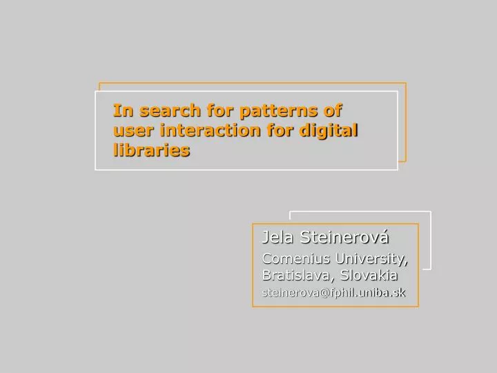 in search for patterns of user interaction for digital libraries